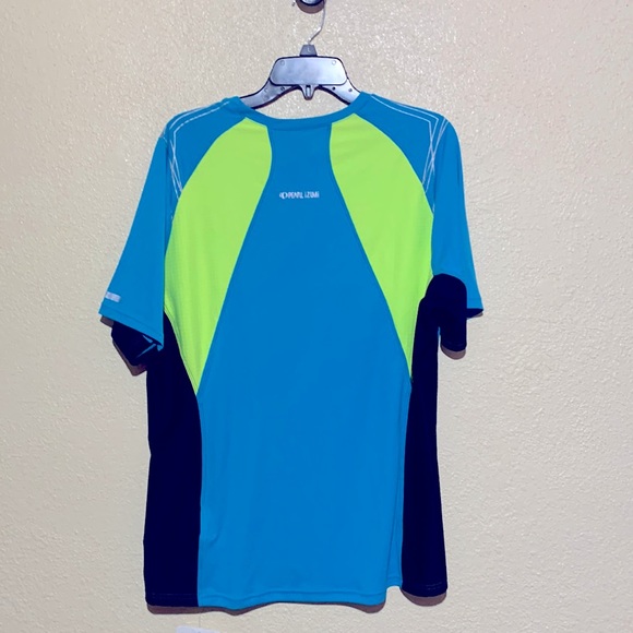 Pearl Isumi Men's Tee Activewear Elite L NWT  Blue Black Stretchy Reflective - Picture 8 of 16